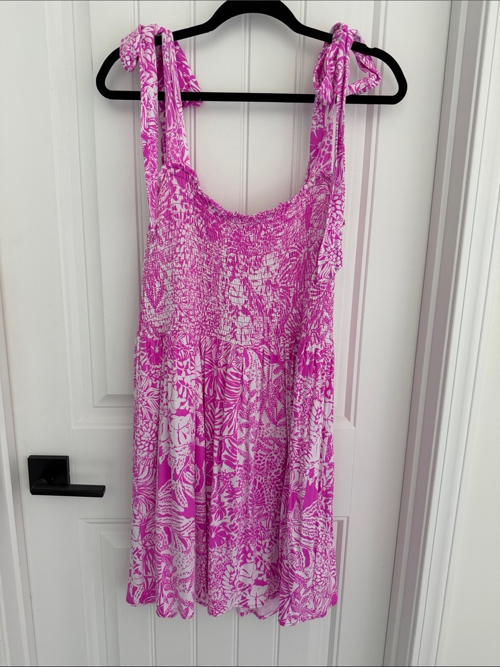Lilly Pulitzer Pink Floral Tie-Shoulder Smocked Romper